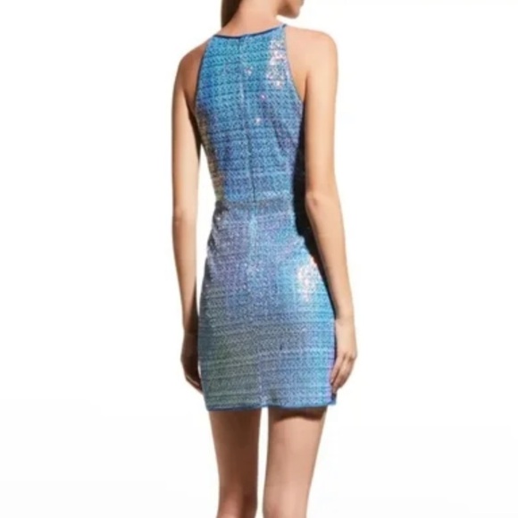 AIDAN Mattox Sequin Halter Mini Dress with Cutout Sz 10 - Picture 5 of 17